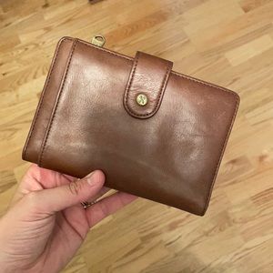 Brown leather hobo wallet